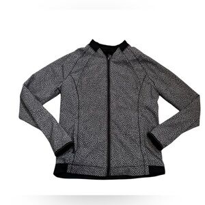 Lululemon Hit It Jacket Womens Size 6 Frozen Fizz Black White Zip Up Lightweight